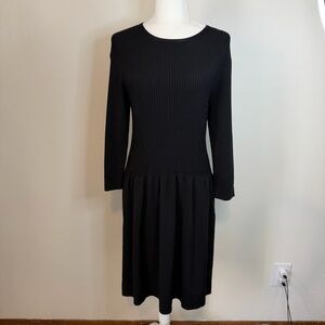 NWT J. McLaughlin Dress Glory 3/4 Sleeve Rayon Nylon Rib Bodice Black Size Med